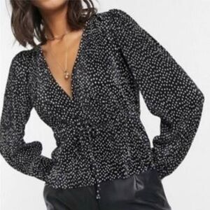 Zara Black and White Polka Dot Blouse